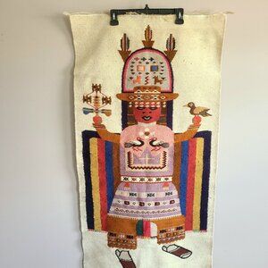 Vintage Jose Cotacachi Peruvian wool handwoven wall tapestry/rug. Hand made Peru